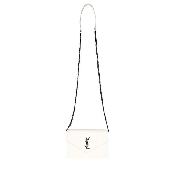 Saint Laurent White Grain De Poudre Envelope Chain Wallet - Picture 4 of 8